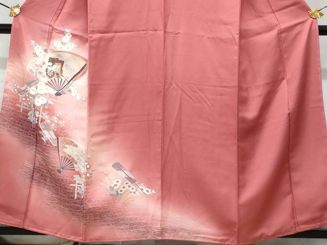 平和屋着物■コート作家　三本賢　訪問着　尾形光琳の世界　刺繍　流水御所車花文　暈し染め　金彩　反端付き　正絹　逸品　CABG9624fb