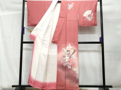 平和屋着物■コート作家　三本賢　訪問着　尾形光琳の世界　刺繍　流水御所車花文　暈し染め　金彩　反端付き　正絹　逸品　CABG9624fb