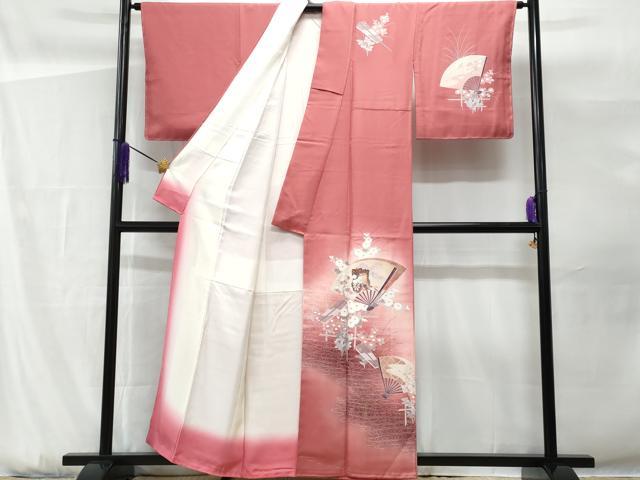 平和屋着物■コート作家　三本賢　訪問着　尾形光琳の世界　刺繍　流水御所車花文　暈し染め　金彩　反端付き　正絹　逸品　CABG9624fb