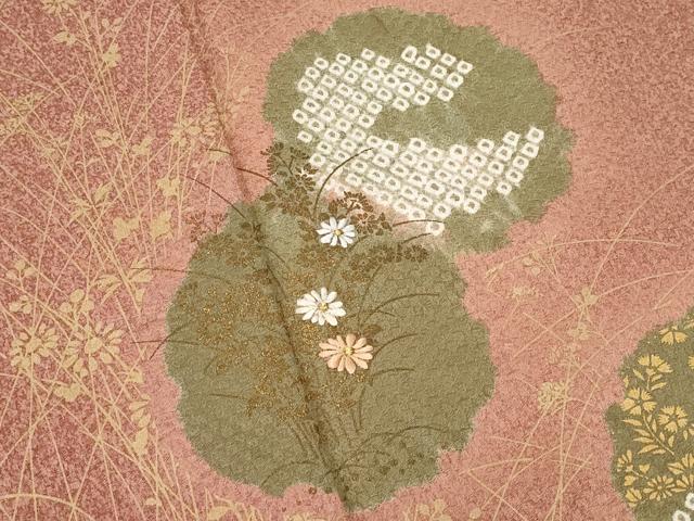 平和屋着物■訪問着　刺繍　絞り　枝花丸文　金彩　正絹　逸品　CABG9637fb