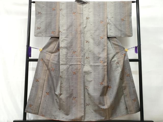 平和屋着物■上質な紬　霞枝花文　正絹　逸品　CABG9640fb