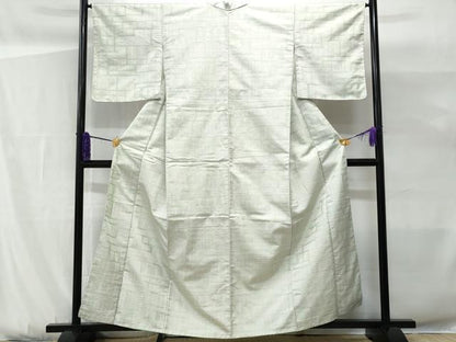 平和屋着物■上質な紬　幾何学文様　反端付き　正絹　逸品　未使用　CABG9644fb