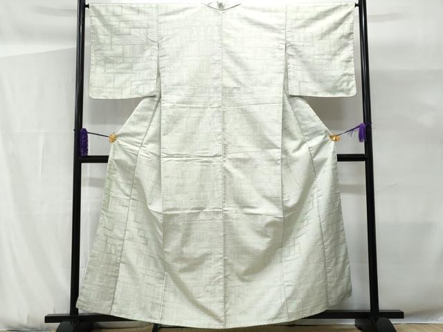 平和屋着物■上質な紬　幾何学文様　反端付き　正絹　逸品　未使用　CABG9644fb