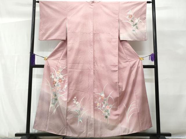 平和屋着物■訪問着　結城紬　草花文　証紙付き　正絹　逸品　CABG9645fb