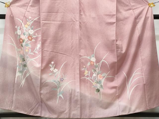 平和屋着物■訪問着　結城紬　草花文　証紙付き　正絹　逸品　CABG9645fb