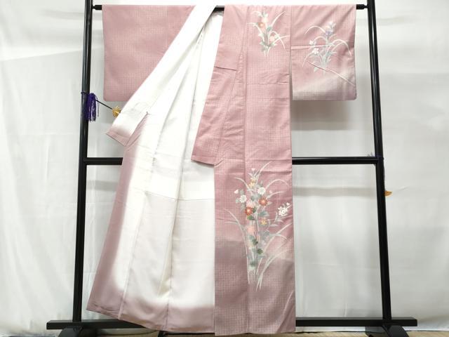 平和屋着物■訪問着　結城紬　草花文　証紙付き　正絹　逸品　CABG9645fb