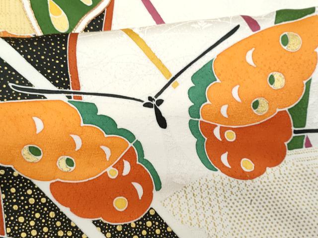 平和屋着物■訪問着 駒刺繍 芝草舞蝶文 金彩 正絹 逸品 CABG9658fb
