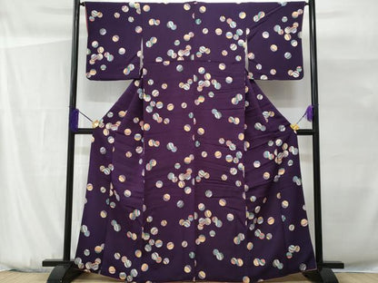 平和屋着物■上質な小紋　毬吉祥花文　鬼しぼ縮緬　正絹　逸品　CABG9664fb