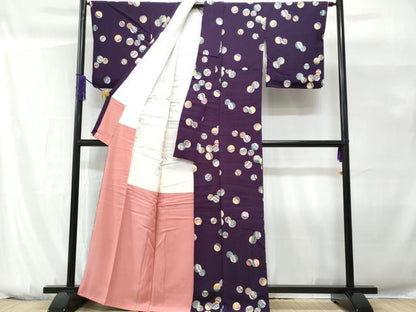 平和屋着物■上質な小紋　毬吉祥花文　鬼しぼ縮緬　正絹　逸品　CABG9664fb