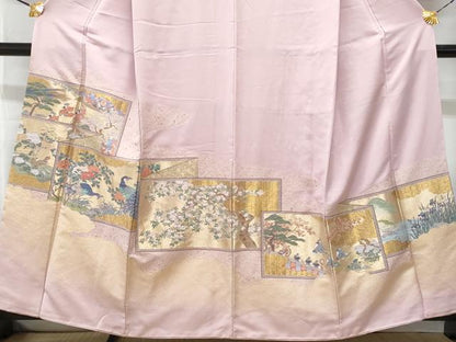 平和屋着物■豪華色留袖　作家物　寿光織　杉戸絵　金糸　正絹　逸品　CABG9669fb