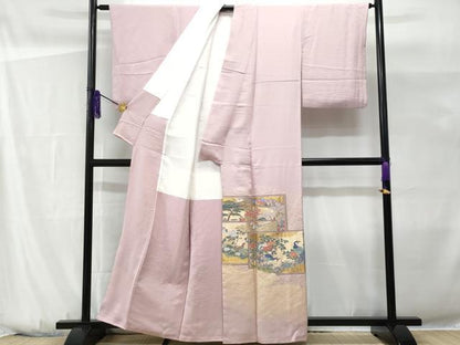 平和屋着物■豪華色留袖　作家物　寿光織　杉戸絵　金糸　正絹　逸品　CABG9669fb