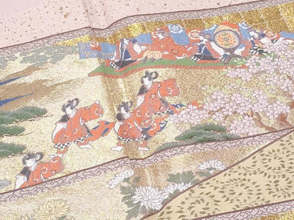 平和屋着物■豪華色留袖　作家物　寿光織　杉戸絵　金糸　正絹　逸品　CABG9669fb