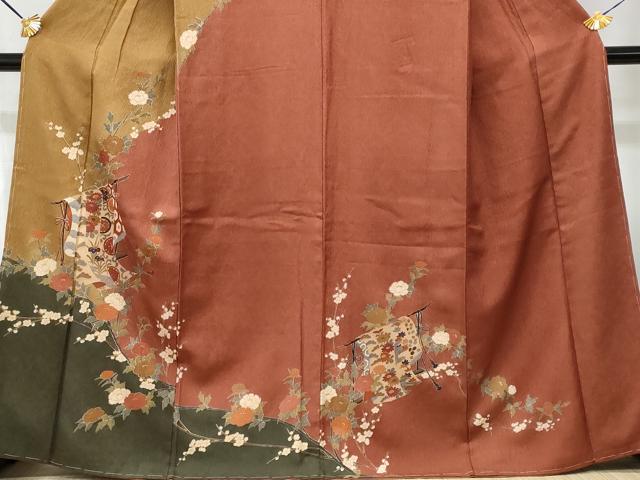 平和屋着物■訪問着　誰が袖枝花文　金彩　正絹　逸品　CABG9680fb
