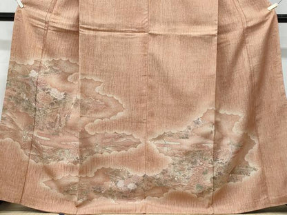 平和屋着物■訪問着　ふくれ織　人物花文　正絹　逸品　未使用　CABG9708fb