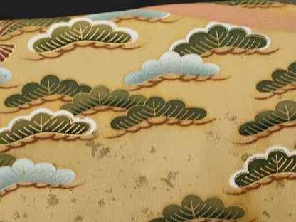 平和屋着物■豪華黒留袖 駒刺繍 扇面飛鶴御所車松竹梅 金彩 正絹 逸品 CABG9713fb
