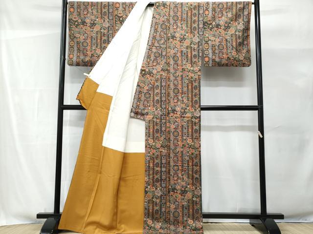 平和屋着物■上質な紬 更紗花間道 正絹 逸品 CABG9718fb