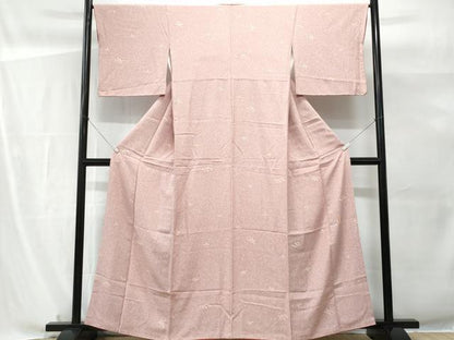 平和屋着物■上質な小紋　舞花文　たたき染め　反端付き　正絹　逸品　CABG9733fb