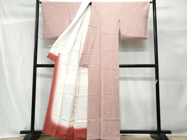 平和屋着物■上質な小紋　舞花文　たたき染め　反端付き　正絹　逸品　CABG9733fb