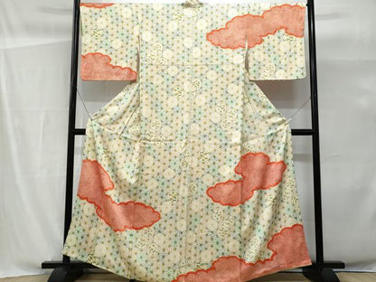 平和屋着物■訪問着　雲取り鹿の子文　正絹　逸品　CABG9740fb