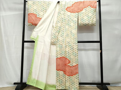 平和屋着物■訪問着　雲取り鹿の子文　正絹　逸品　CABG9740fb