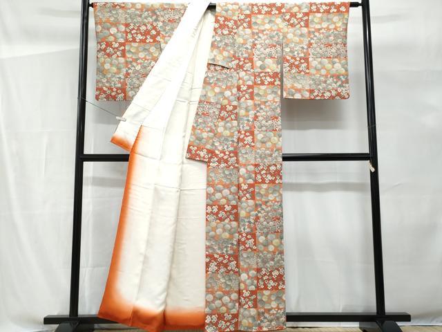 平和屋着物■上質な小紋　市松草花文　金彩　正絹　逸品　CABG9748fb
