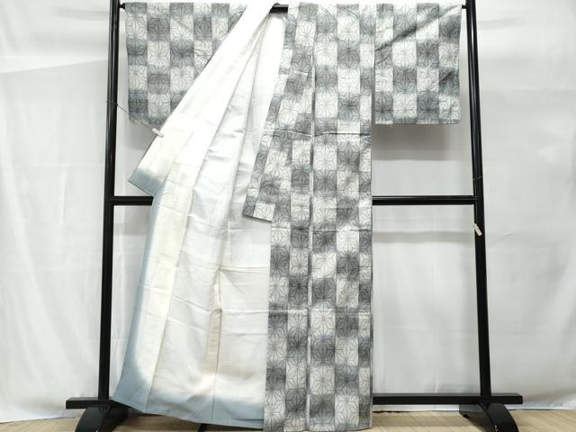 平和屋着物■上質な紬　麻の葉文様　正絹　逸品　CABG9754fb