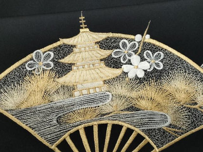 平和屋着物■豪華黒留袖　総刺繍　立波扇面文　金銀糸　正絹　逸品　CABG9760fb
