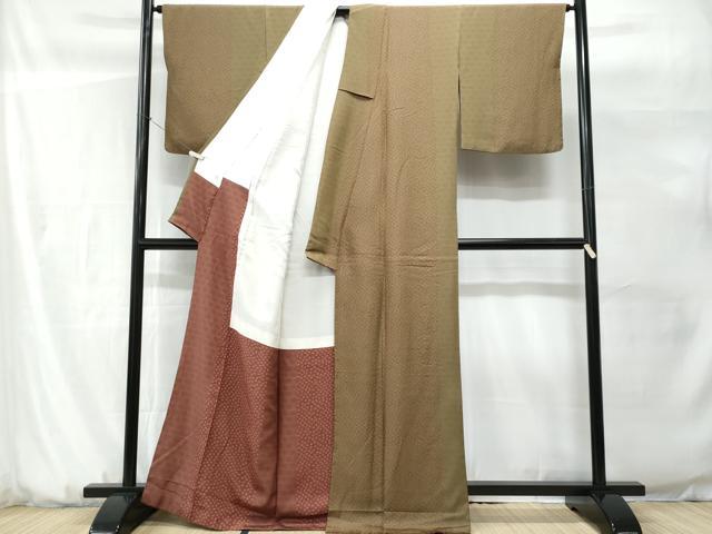 平和屋着物■上質な小紋　籠目草花文　正絹　逸品　CABG9761fb