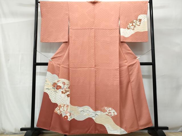 平和屋着物■訪問着　道長地紙花松文　金銀彩　正絹　逸品　CABG9766fb
