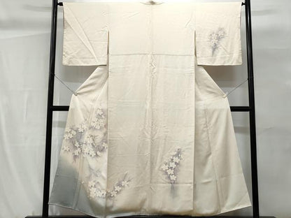 平和屋着物■訪問着　手描き　休み鳥枝花文　暈し染め　正絹　逸品　CABG9767fb