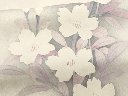 平和屋着物■訪問着　手描き　休み鳥枝花文　暈し染め　正絹　逸品　CABG9767fb