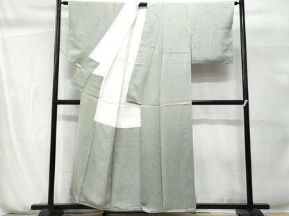 平和屋着物■上質な色無地　人物地紋　青白橡色　正絹　逸品　未使用　CABG9771fb