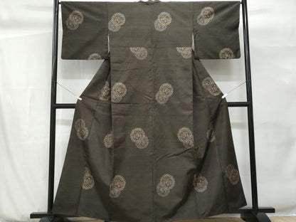 平和屋着物■上質な紬　枝花鳥文　正絹　逸品　CABG9772fb