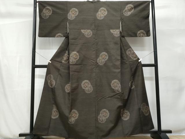 平和屋着物■上質な紬　枝花鳥文　正絹　逸品　CABG9772fb