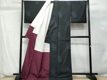 平和屋着物■上質な紬　雪輪花文　正絹　逸品　CABG9774fb