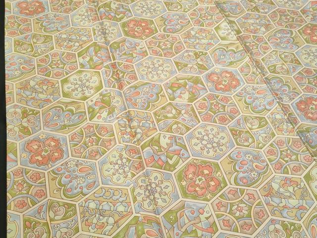 平和屋着物■上質な小紋　紬地　亀甲花文　正絹　逸品　CABG9775fb