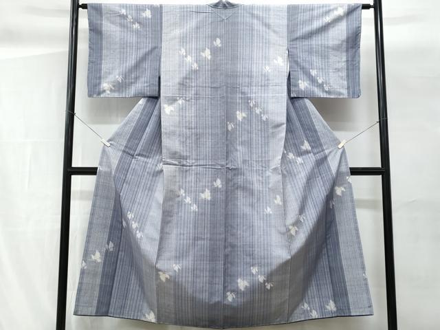 平和屋着物■上質な紬　舞蝶文　正絹　逸品　未使用　CABG9784fb