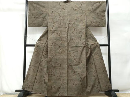 平和屋着物■上質な紬　南天唐草文　正絹　逸品　CABG9789fb