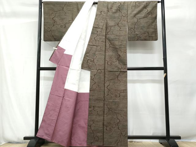 平和屋着物■上質な紬　南天唐草文　正絹　逸品　CABG9789fb