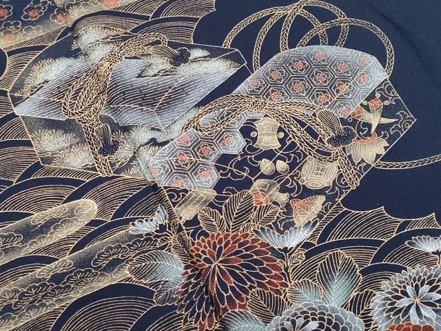 平和屋着物■訪問着　立波エ霞文箱花文　金彩　正絹　逸品　CABG9792fb