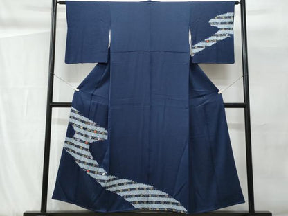 平和屋着物■訪問着　刺繍　絞り　花唐草文　金彩　正絹　逸品　CABG9798fb