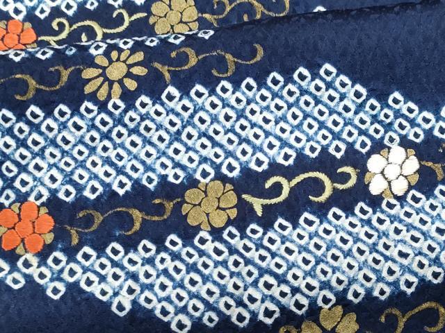 平和屋着物■訪問着　刺繍　絞り　花唐草文　金彩　正絹　逸品　CABG9798fb