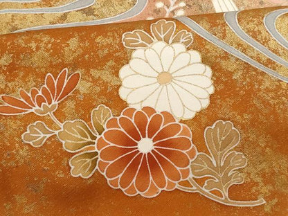 平和屋着物■訪問着　刺繍　流水枝花文　暈し染め　金彩　正絹　逸品　CABG9799fb