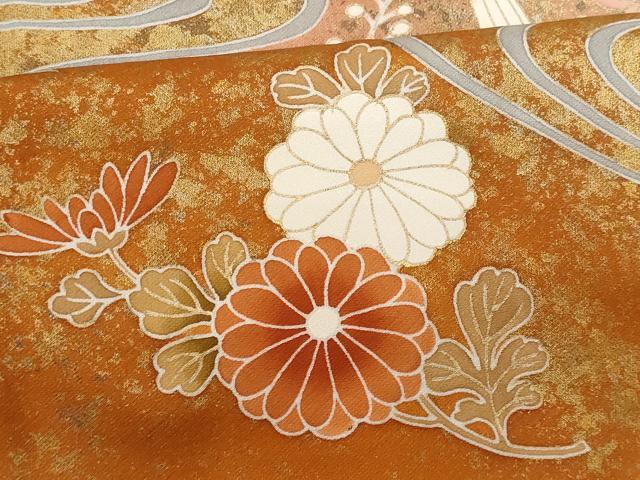 平和屋着物■訪問着　刺繍　流水枝花文　暈し染め　金彩　正絹　逸品　CABG9799fb