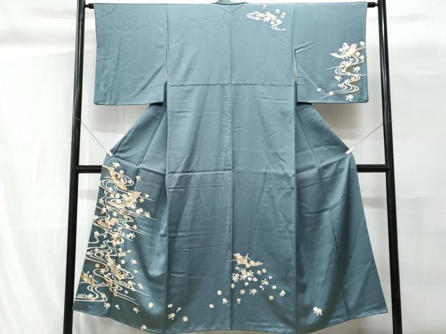 平和屋着物■訪問着　流水短冊花文　金彩　正絹　逸品　CABG9802fb