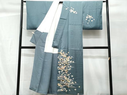 平和屋着物■訪問着　流水短冊花文　金彩　正絹　逸品　CABG9802fb
