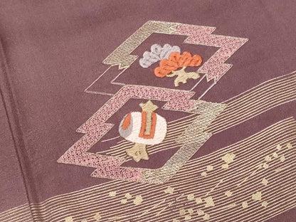 平和屋着物■訪問着　刺繍　松皮菱打ち出の小槌松文　暈し染め　金彩　正絹　逸品　CABG9803fb