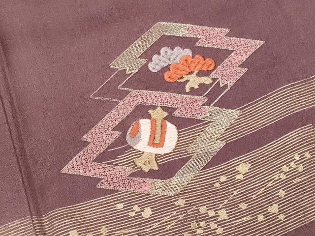 平和屋着物■訪問着　刺繍　松皮菱打ち出の小槌松文　暈し染め　金彩　正絹　逸品　CABG9803fb