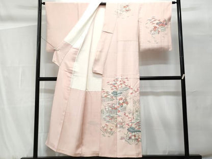 平和屋着物■中国三大刺繍　スワトウ刺繍　訪問着　風景花文　暈し染め　正絹　逸品　CABG9804fb