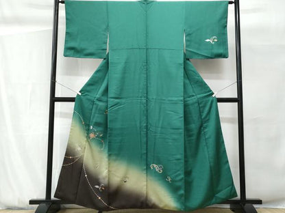 平和屋着物■訪問着　螺鈿　花唐草文　暈し染め　金銀彩　正絹　逸品　CABG9806fb